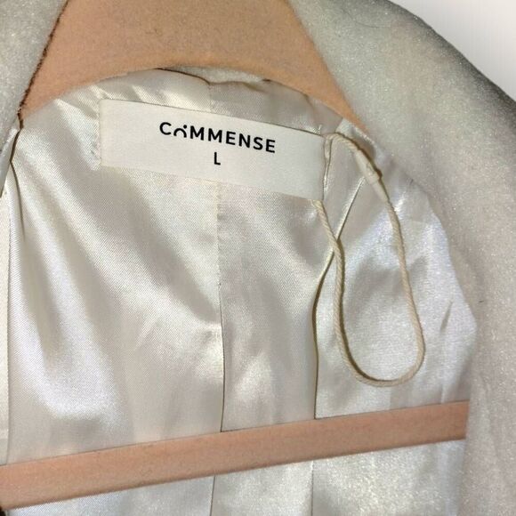 Commense Womens Coat Sz Large Cream Knee Length Trench Glamcore Classicore - Picture 8 of 15